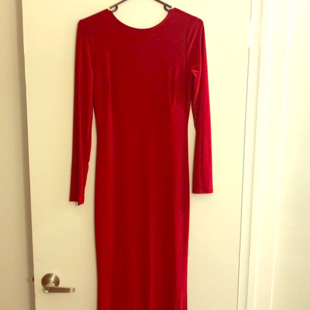 Red open back  dress